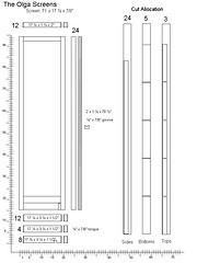 To optimize economy, this design
uses ordinary 2 x 4's grooved sufficient to accept the screens which are then floated inside the new frame of modified 2 x 4's